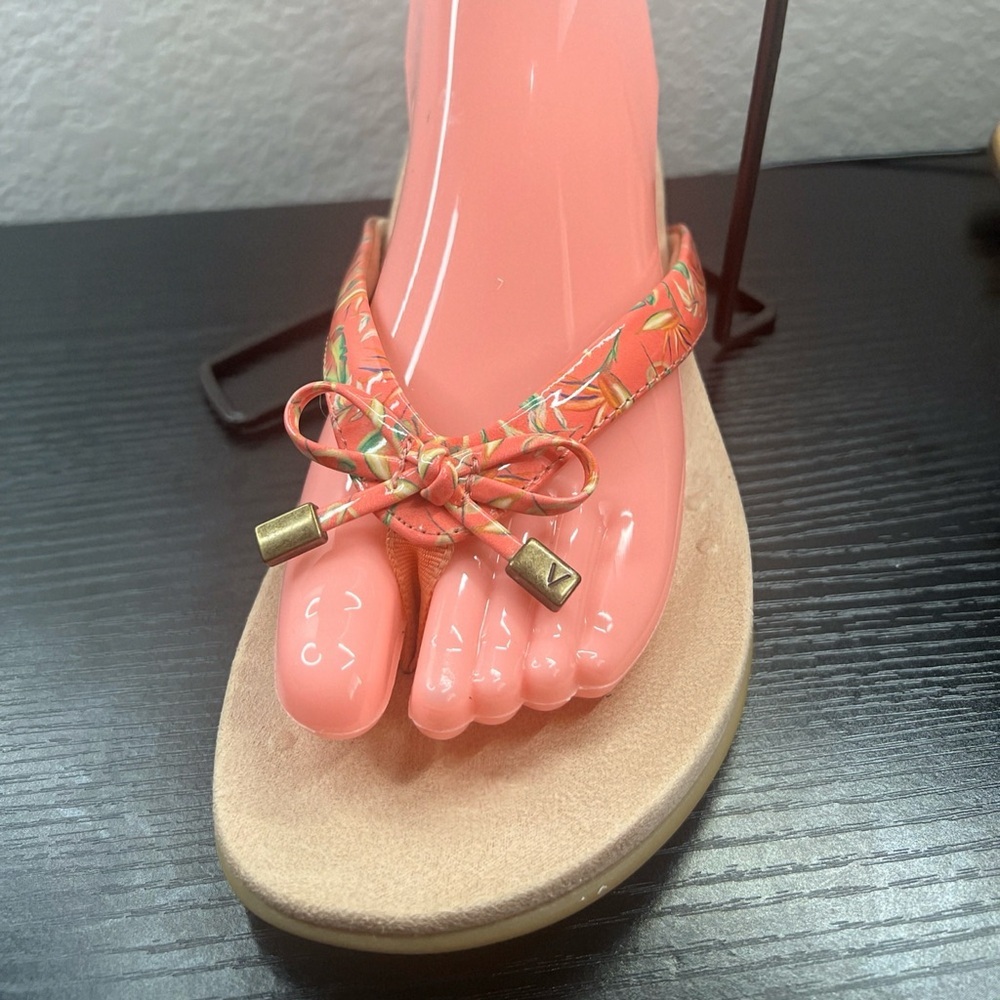 VIONIC Coral Flip Flop Sandals with Bow Accent - Picture 2 of 5